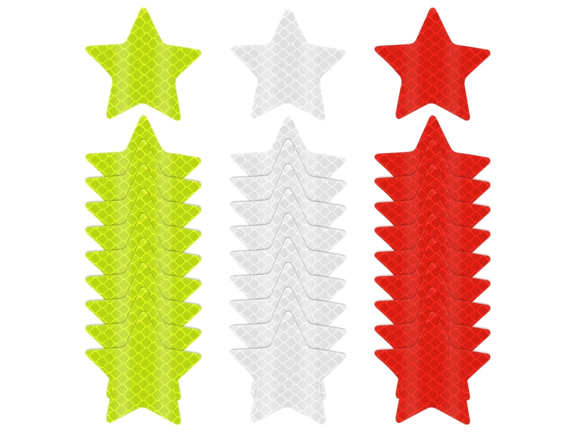 30 Adhesivos Reflectivos Estrella 3 Núcleos Impermeables, Advertencia, Para Vehículos/bicicletas/motos