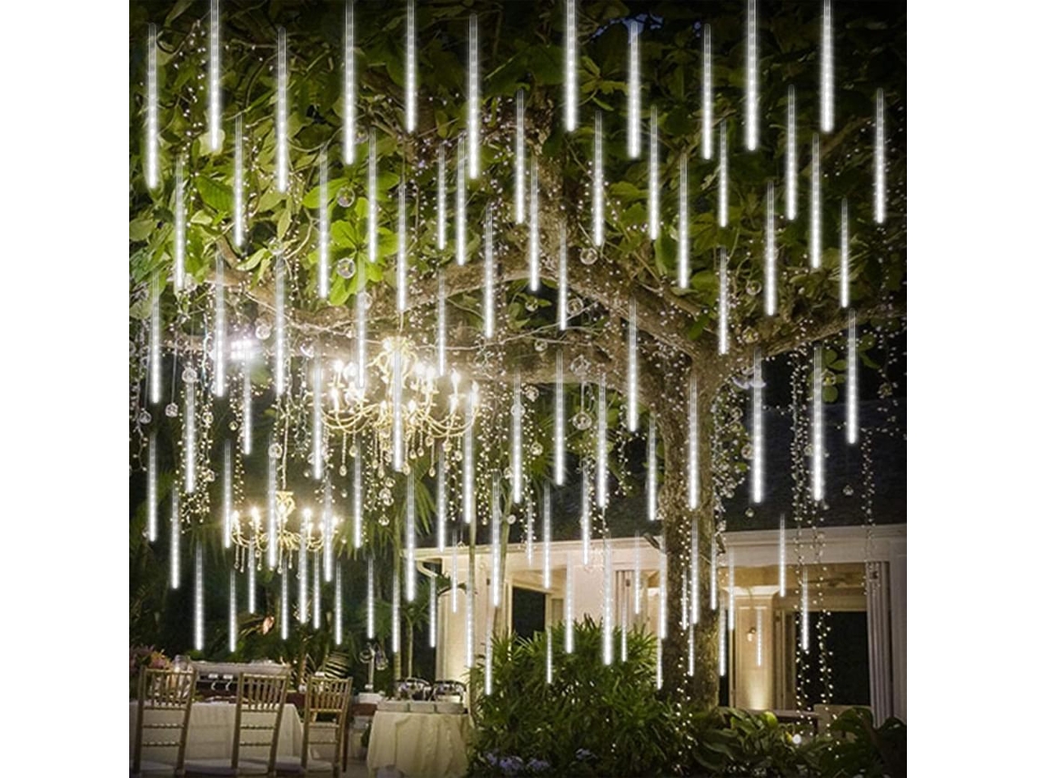 Luces de meteorito Luces de ducha Impermeable LED Luces de lluvia que caen 192 LED 30 cm 8 tubos Luces de carámbano de Navidad al aire libre RNEMITERY