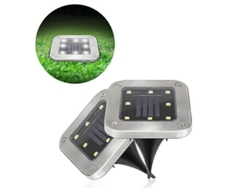 Rebe-lámparas Solares Enterradas Exteriores Impermeables 8led Ip65 Decoración Jardín Patio Blanco Acero Inoxidable Abs