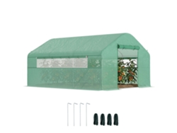 Invernadero Tipo Túnel De 4x3x2 M Con 2 Ventanas De Pe Anti-uv Y 1 Puerta Verde.