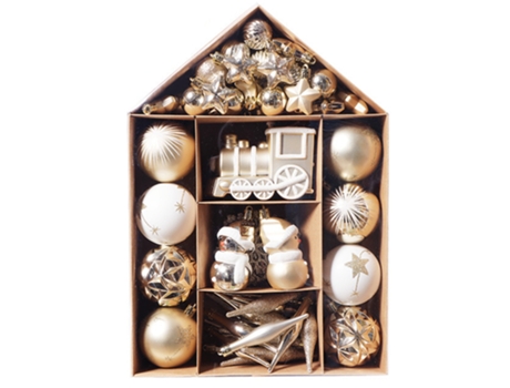 Juego de adornos de bolas de Navidad Colgantes de adornos decorativos con paquete de regalo reutilizable para árbol de Navidad, estilo 1