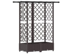 Vidaxl Cama Elevada Con Trellis Y Techo Marrón 124 X 40 X 123 Cm Pp