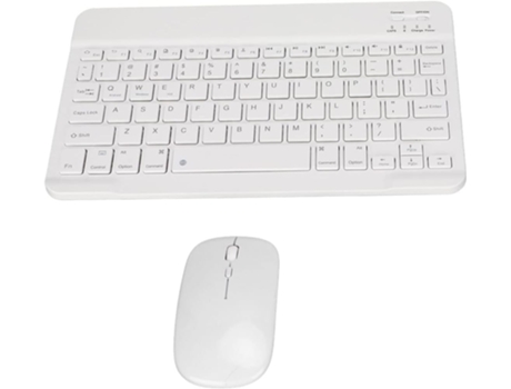 Teclado inalámbrico portátil, Universal delgado para Tableta con Mouse inalámbrico, pequeño Teclado inalámbrico (Blanco) COSHANO