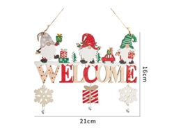 Colgante de puerta de Navidad con dibujos animados de madera