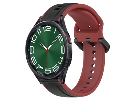 Correa de reloj inteligente para Samsung Galaxy Watch 6 Classic 43 mm 20 mm Bucle convexo de silicona bicolor (negro + rojo)
