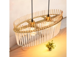 Zmh Lámpara Colgante E27 Cristal Dorado 2 Luces Para Cocina Salón (sin Bombilla)