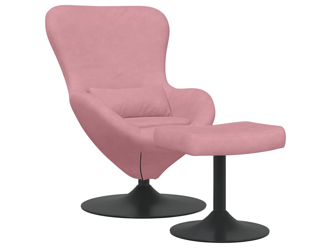 Sillón Egg con otomana de terciopelo rosa EXCLUSIVO DE MAISON