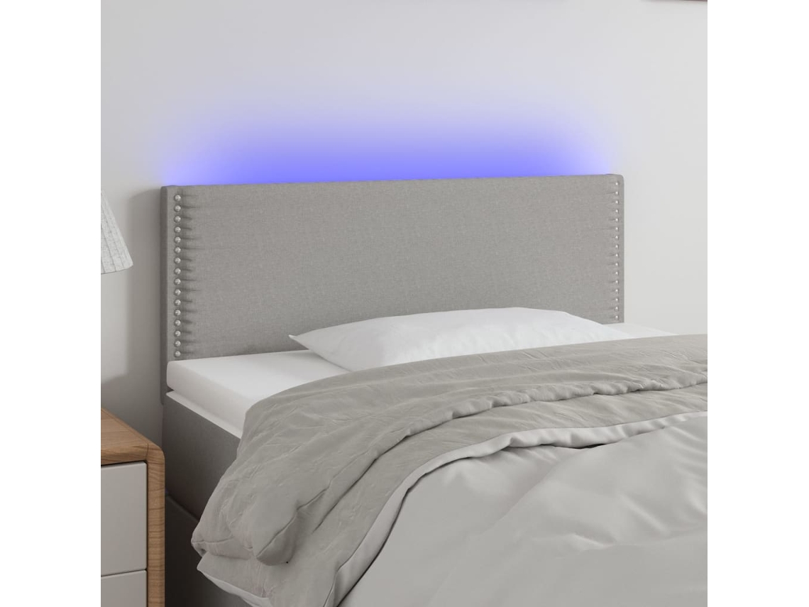 Cabecero Con Luces Led De Tela Gris Claro 80x5x78/88 Cm