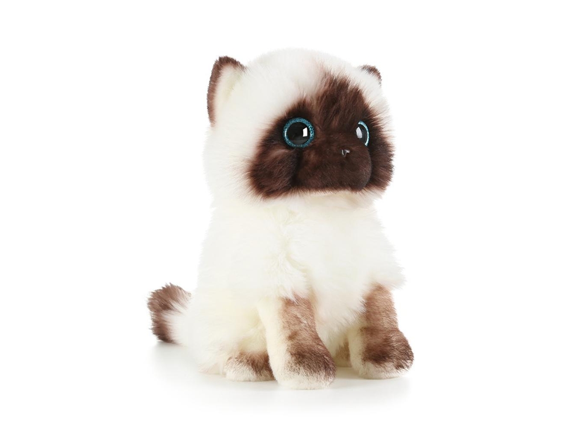 Yncm-peluche De Gato Simulado Con Ojos De Lentejuelas Azules Y Cara Marrón Blanca, Decoración Hogar, Regalo De Cumpleaños Navidad