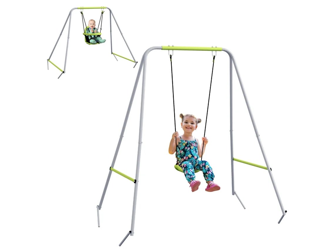 Columpio Para Bebé 2 En 1 Con Arnés De Seguridad De 5 Puntos, Para Interior/exterior, Color Verde.