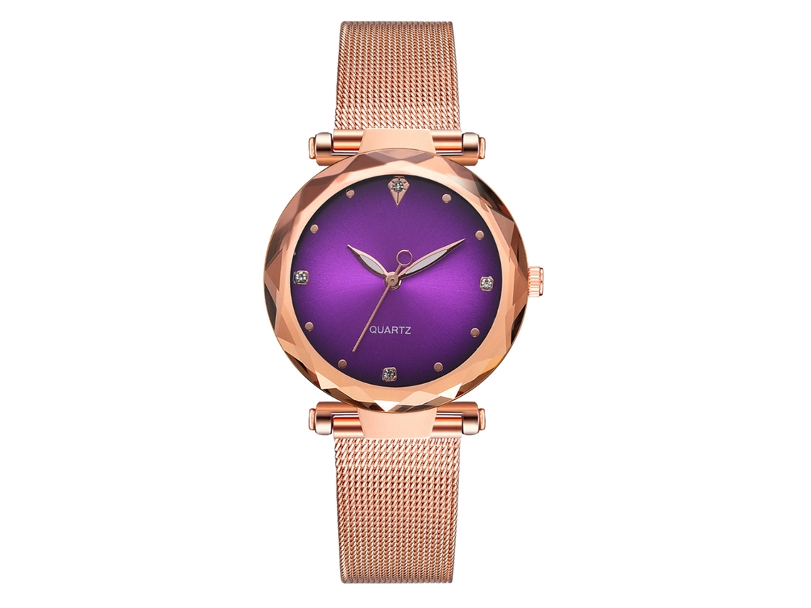 Reloj De Pulsera De Cuarzo Para Mujer Con Correa De Aleación Morada Sencilla Y Elegante.