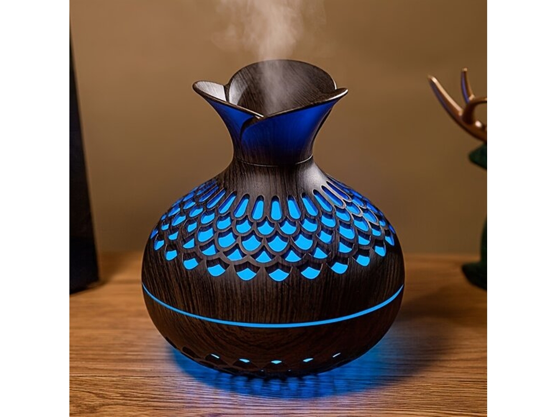 Lámpara aromática y humidificador con textura de madera Elegantevayotoy