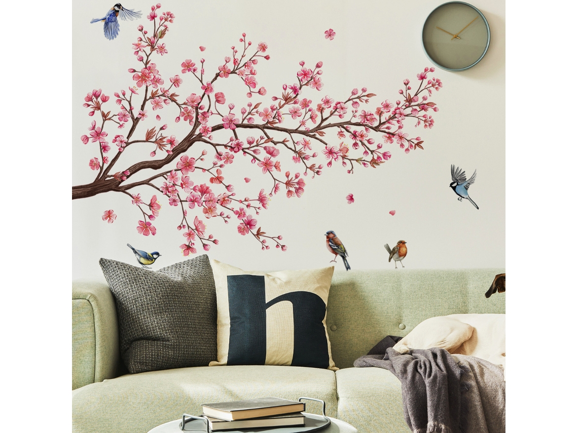 Adhesivo de pared flores y árbol para decoración de sala de estar Kofihety