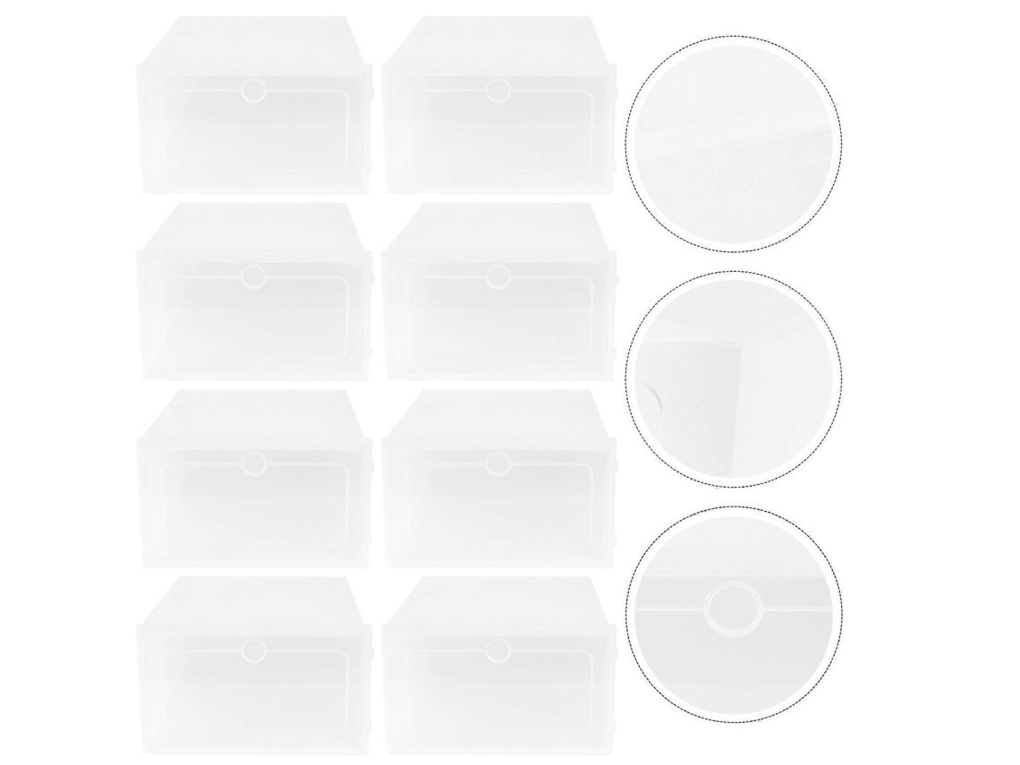 Cajas de zapatos apilables, gruesas y transparentes, de plástico, tamaño S (blanco), 12 unidades