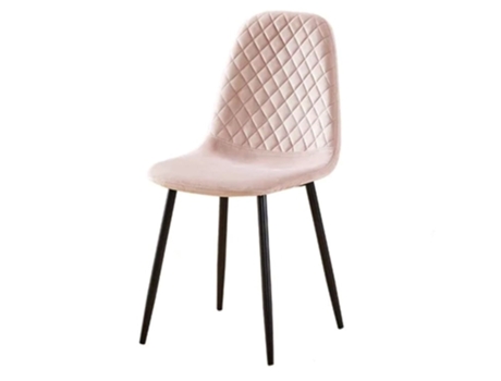 Silla de comedor Moji 4-Set rosa 42,5x40x90 cm acolchada decorativa con recubrimiento de polvo patas de metal CASA VITAL