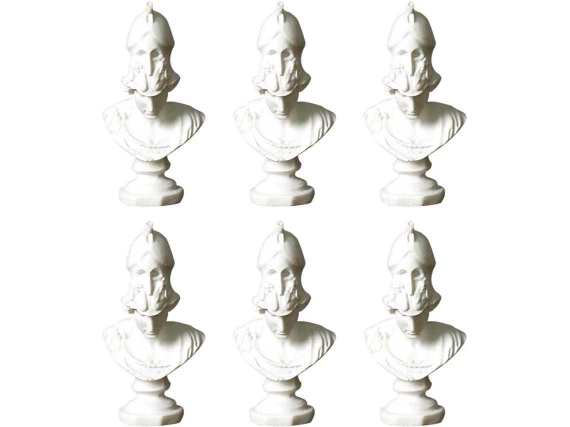 Conjunto 6 Esculturas Decorativas Diosa Atenea Resina Blanca Adornos Artesanales Finamente Elaborados