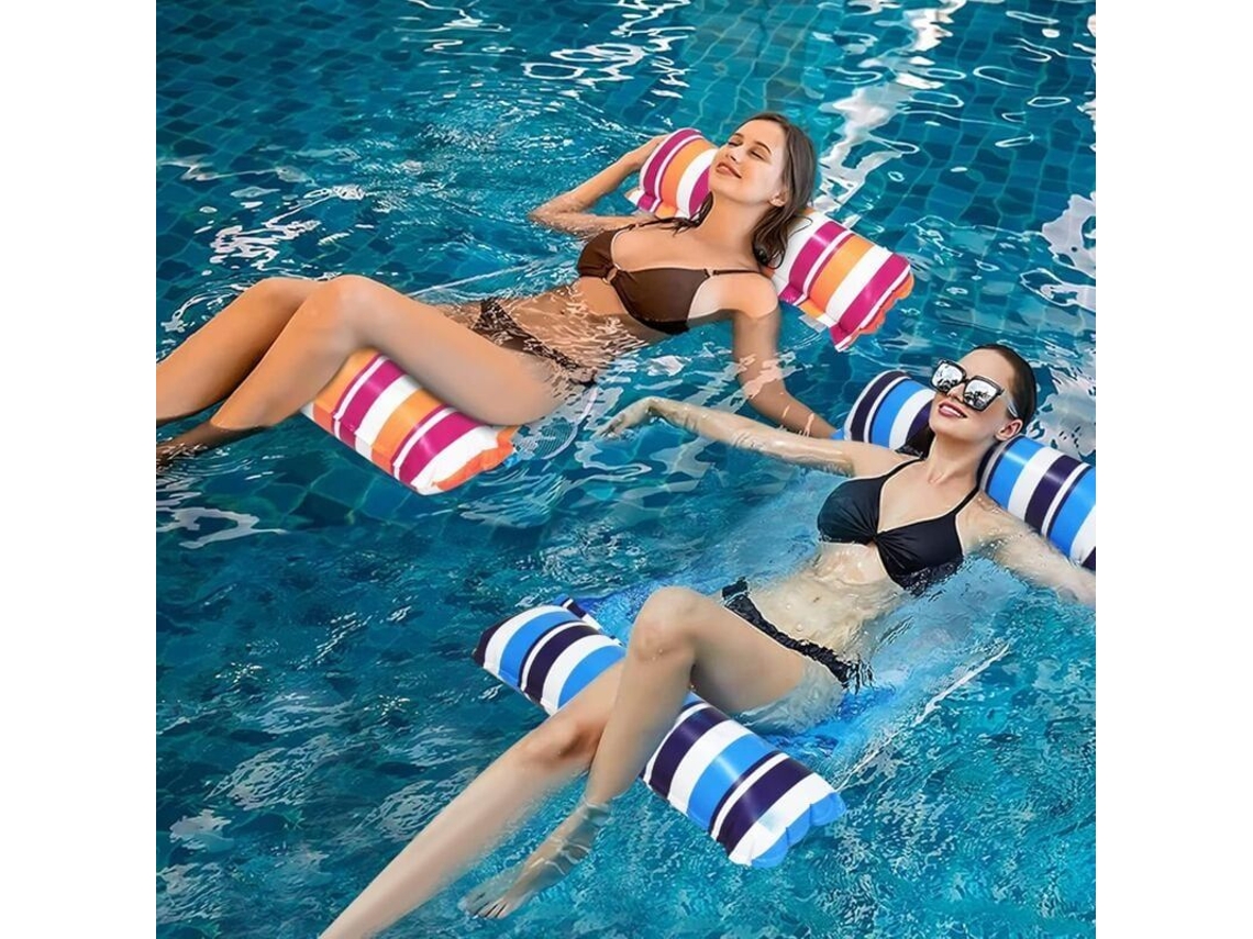 Flotador Inflable 4 En 1 Para Piscina Para Adultos, Colchón De Aire, Hamaca De Piscina, Azul Y Naranja.