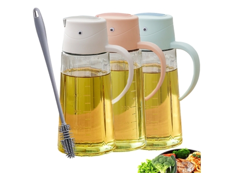 Botella Dispensadora De Aceite De Oliva De 3 Piezas, Contenedor De Aceite De Cocina De Vidrio Con Tapa Abatible Automática ZMDECQNA