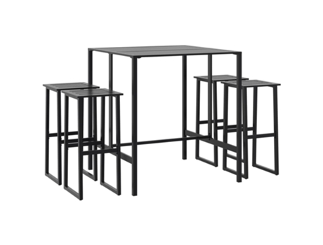 Conjunto 5 De Muebles De Bar De Jardín VIDAXL Negro Acero