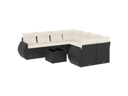 Maison Exclusive - Set De Sofás De Jardín 8 Piezas Y Cojines Ratán Sintético Negro