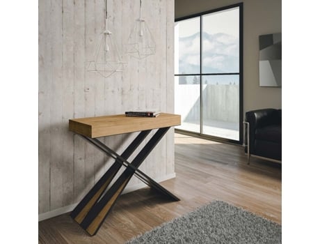 Consolas Diago Small Premium Extensible hasta 196 cm ITAMOBY (90 x 40 x 77 cm - Paneles de Melamina - Roble Natural)