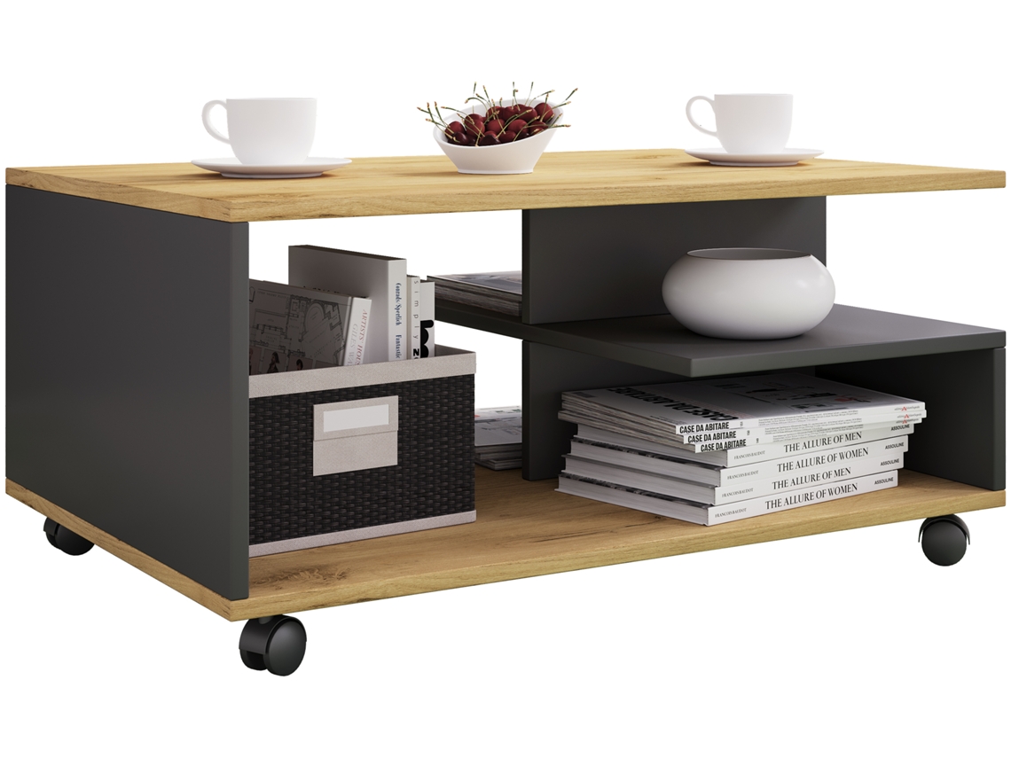 Mesa de centro de madera con ruedas Stango Vcm