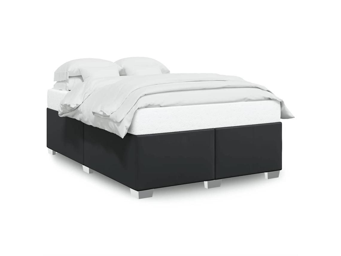 Maison Exclusive - Estructura De Cama Sin Colchón, Color Negro, Tamaño Matrimonial, Piel Sintética