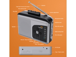 Ezcap234 Player De Fitas Cassete Portátil Rádio Am/fm Conversor Cassete Para Mp3 Gravador Com Alto-falante Integrado