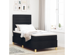 Cama Con Somier De Con Colchón Negro 90x200 Cm Tela