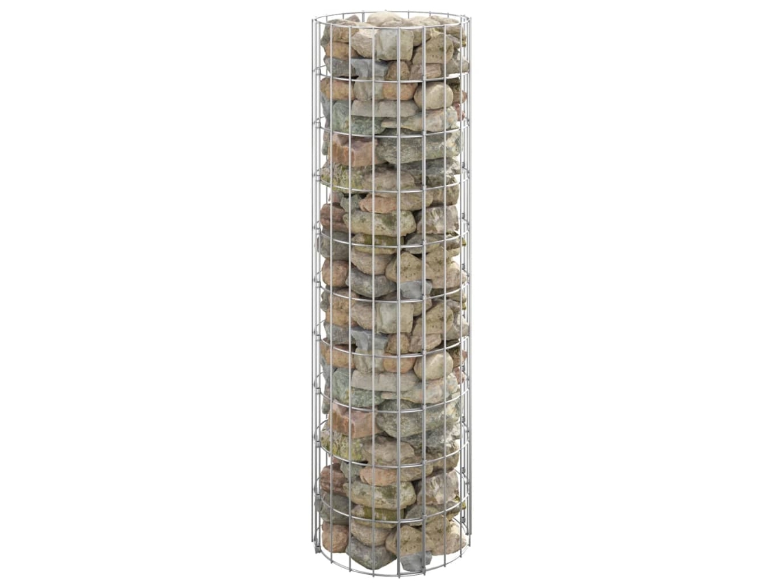 Macizo de flores elevado/cesta de gaviones sobre poste de acero galvanizado de Ø30x100 cm. Decoración del hogar Dkd