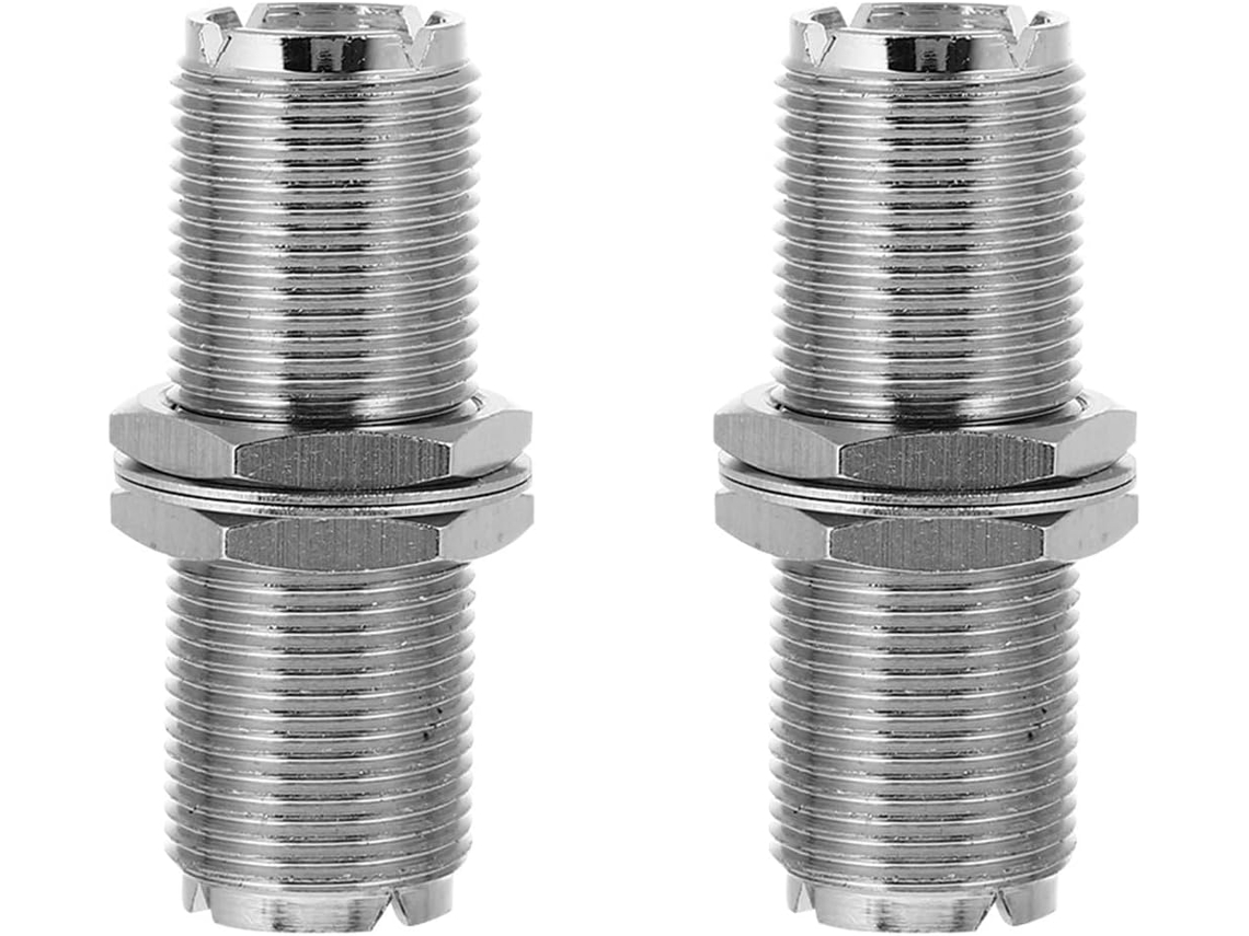 Conector Adaptador Coaxial Uhf Hembra-hembra De Latón Niquelado Y Plateado