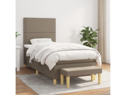 Cama Box Spring Con Colchón Tela Gris Taupe 90x190 Cm