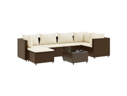 Maison Exclusive - Set Muebles De Jardín 7 Piezas Y Cojines Ratán Sintético Marrón