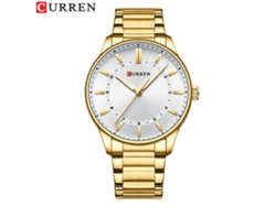 Reloj De Cuarzo Sencillo E Impermeable Para Hombre (dorado Y Blanco) Con Correa De Acero Inoxidable, Estilo Casual.