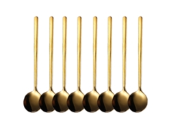 Juego de 8 cucharas de acero inoxidable - Cucharas soperas con mango largo dorado RNEMITERY