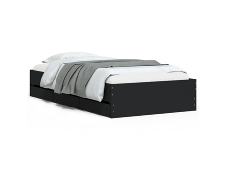 Estructura de cama VIDAXL con cajones de madera negra (90x190 cm)