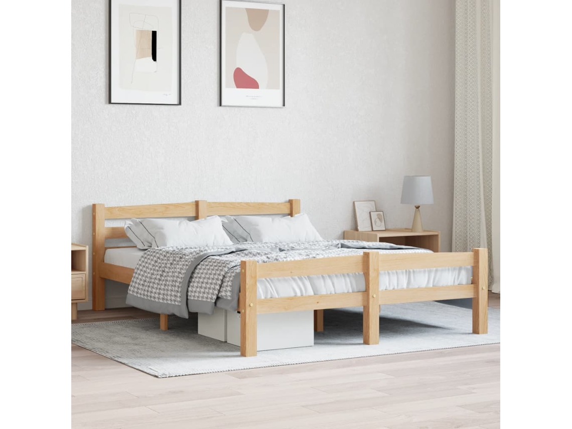 Estructura De Cama Sin Colchón Madera Maciza De Pino 120x200 Cm