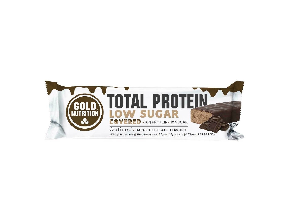 Barrita Proteica GOLDNUTRITION Baja en Azúcar Barrita Proteica Baja en Azúcar Recubierta de Chocolate Negro 30 G