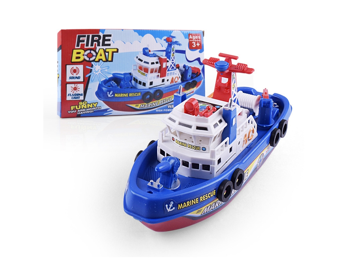 Dan26-barco De Juguete Eléctrico Para Niños Con Luz Música Y Chorro De Agua Modelo De Bomberos Marítimo