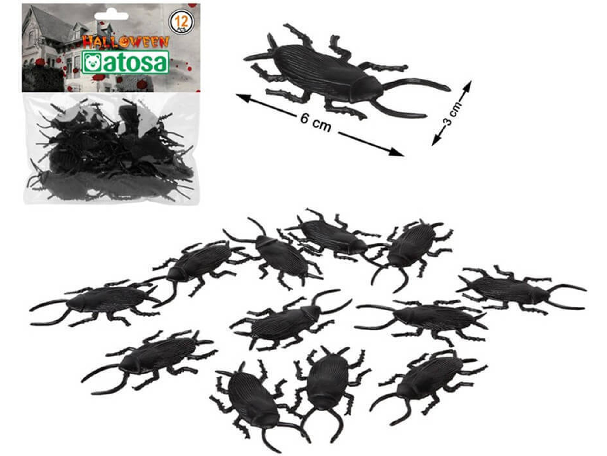 Bolsa DISFRAZZES 12 Cucarachas (6 cm - Halloween)
