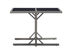 Mesa de jardín LOVELY HOME de vidrio y mimbre con pies en antracita (110 x 53 x 72 cm)