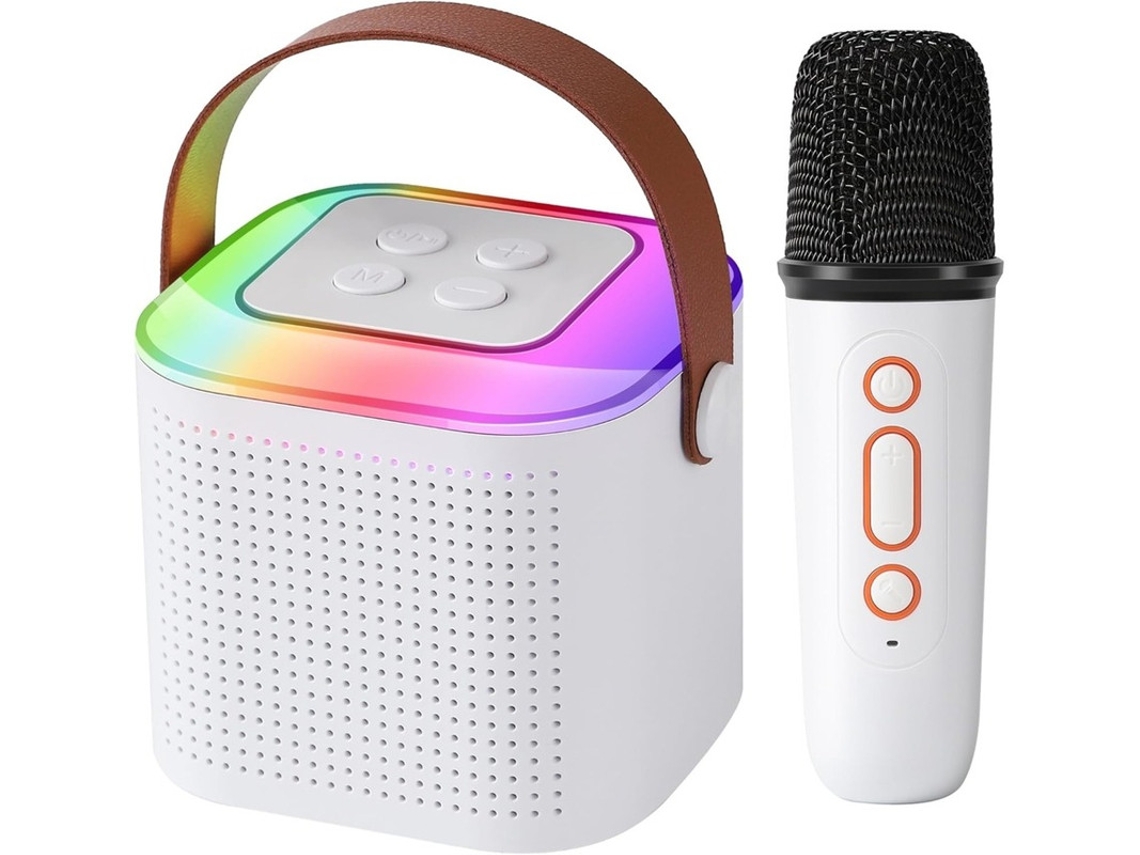 Mini altavoz de karaoke portátil con Bluetooth y micrófono inalámbrico para reuniones familiares, fiestas de cumpleaños y más.
