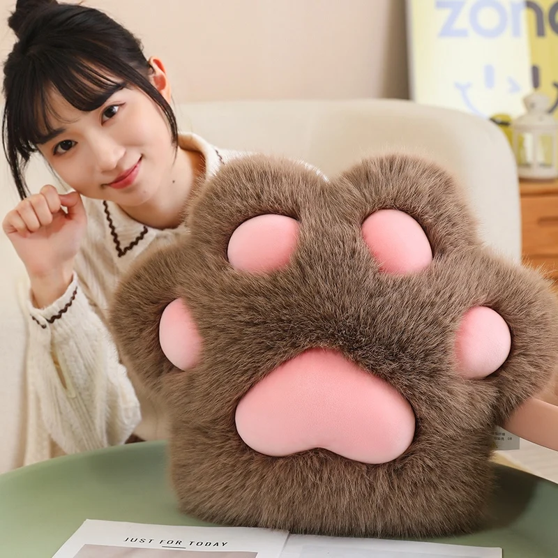 (marrón, 45 Cm) Almohada/cojín De Respaldo Con Forma De Pata De Gato Para Adultos Para Soporte De La Columna Vertebral