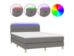 Maison Exclusive - Cama Box Spring Colchón Y Luces Led Tela Gris Oscuro 140x190 Cm