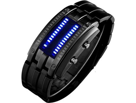 VEANXIN Relojes de pulsera para hombre Reloj digital LED Relojes de acero inoxidable resistentes al agua-Plata