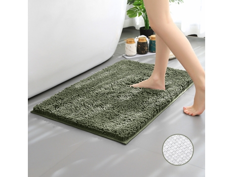 Alfombra de Baño LUUCOZK Antideslizantes Absorbentes Secado Rápido Decoración Baño Fondo Poliéster Verde (50x80cm)