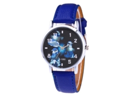 Reloj De Pareja Casual Con Correa De Pu Patrón Halloween Cute Azul Zhoulianfa