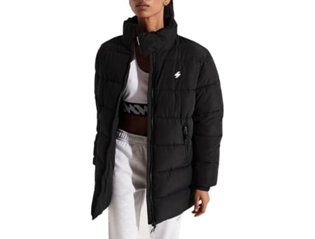 Chaqueta SUPERDRY Longline Sports Poliester Mujer (XS - Negro)