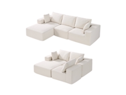 Vevor Sofá Modular Seccional En Forma De L 2680 X 1650 X 570 Mm Con Cojín, Beige