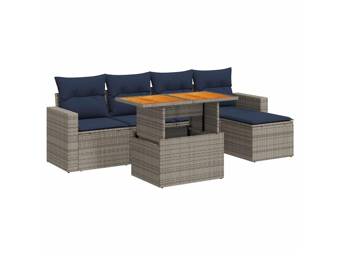 Maison Exclusive - Set De Muebles De Jardín 6 Pzas Y Cojines Ratán Sintético Gris